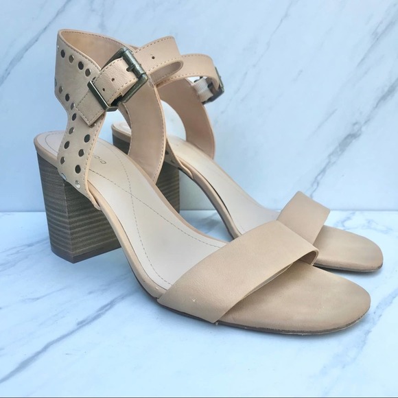 Max Studio Sirenty Nude Block Heel Sandal Size 10M - Picture 2 of 7